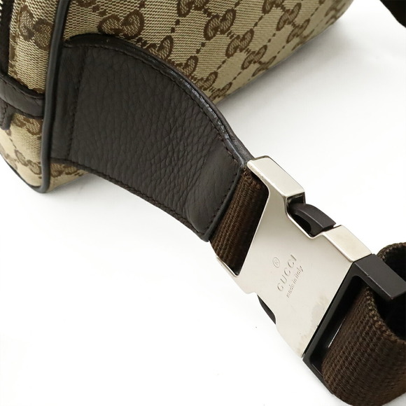 GUCCI GG Canvas Waist Bag/Body Bag/Fan Pouch in Leather (Beige, Dark Brown,